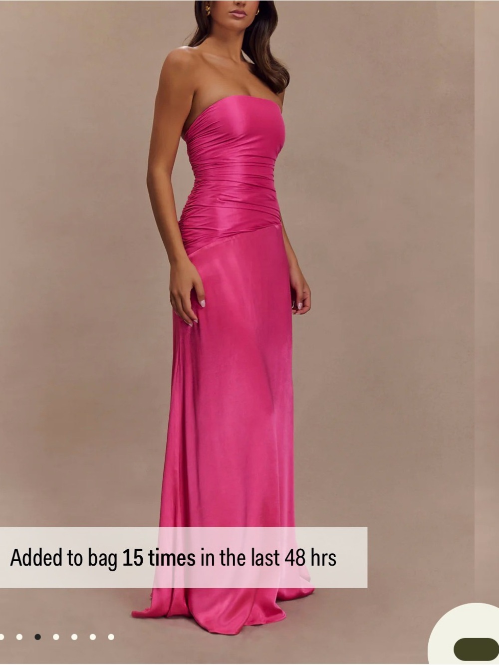 Meshki Fuchsia Strapless Ruched Satin Gown